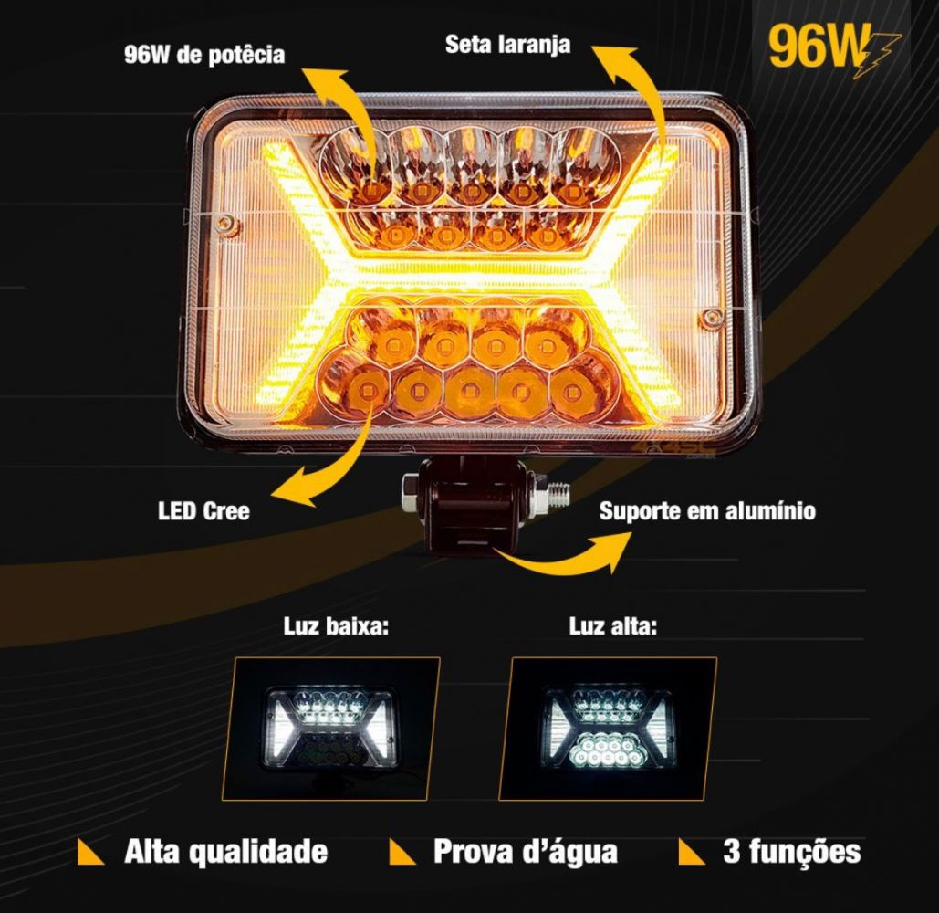 Casa Das Leds Farol Led Universal X Pol W Retangular Seta